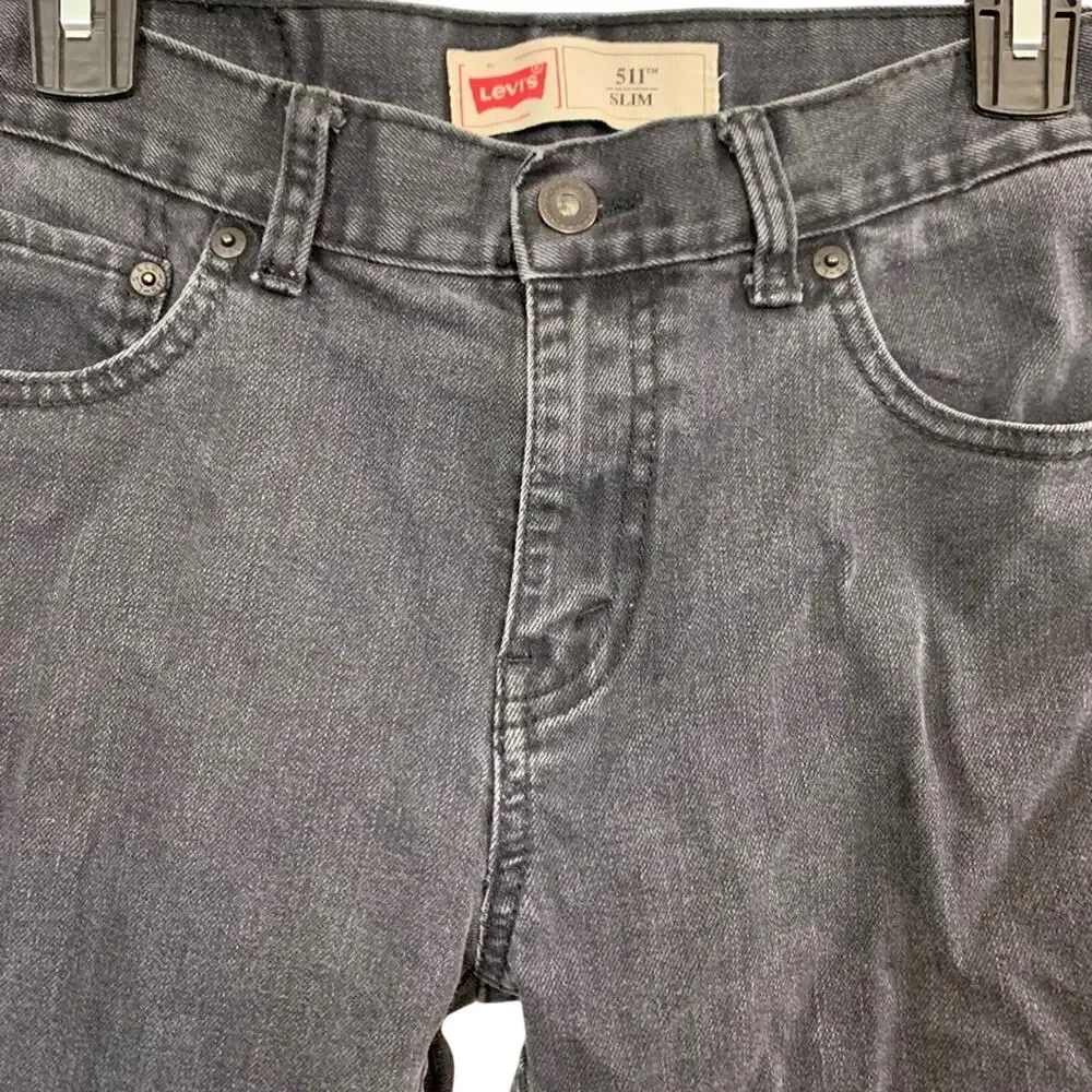 LEVI'S 511 Slim BLACK GRAY Wash Straight Leg Jeans sz 18 R Boys Men's 29x29